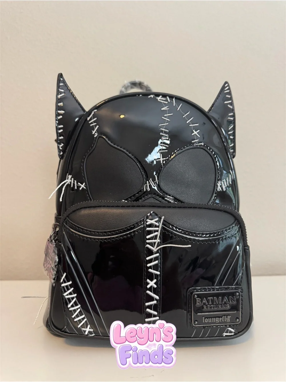 Loungefly Black Patent Catwoman Stitched Mini Backpack